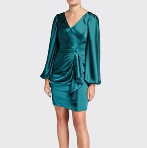 Nwt Aidan Mattox satin forest green cocktail dress size 2